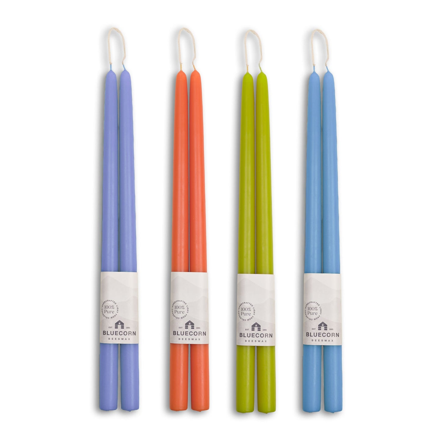 Summer Beeswax Taper Candle Bundle - Apricot, Pistachio, Lilac & Sky Blue