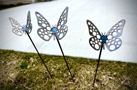 3-Pack Metal Butterfly Garden Stakes