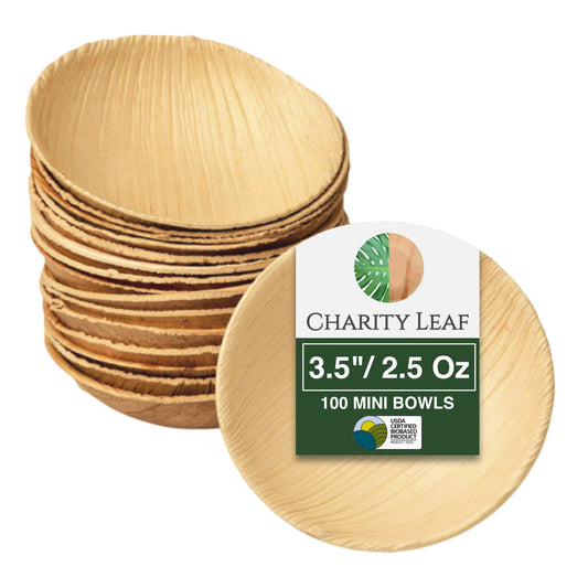 3.5" Inch - (2.5 Oz) Natural Compostable Bamboo Mini Bowl