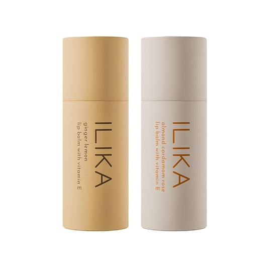 ILIKA Lip Balm - 2 Pack, Ginger Lemon & Almond Cardamom Rose