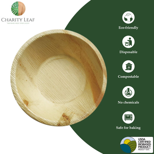 6" Inch Round Natural Compostable Bamboo Bowl
