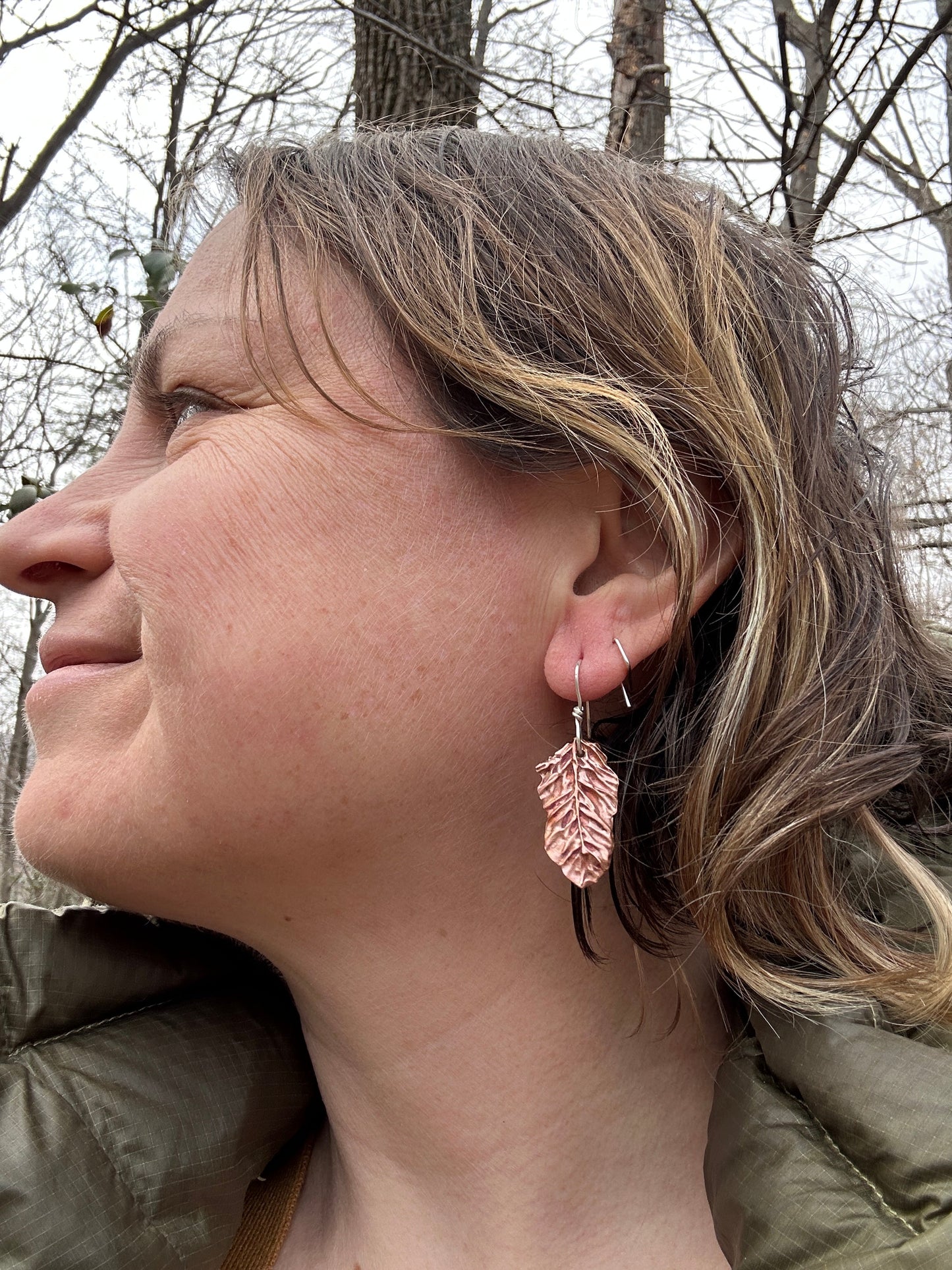 Feathery pine needle earrings