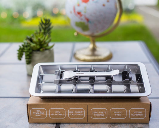 Stainless Steel Ice Cube Tray with Easy Release Handle, Vintage Design