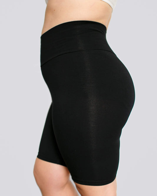 High Rise Bike Shorts Plain Black