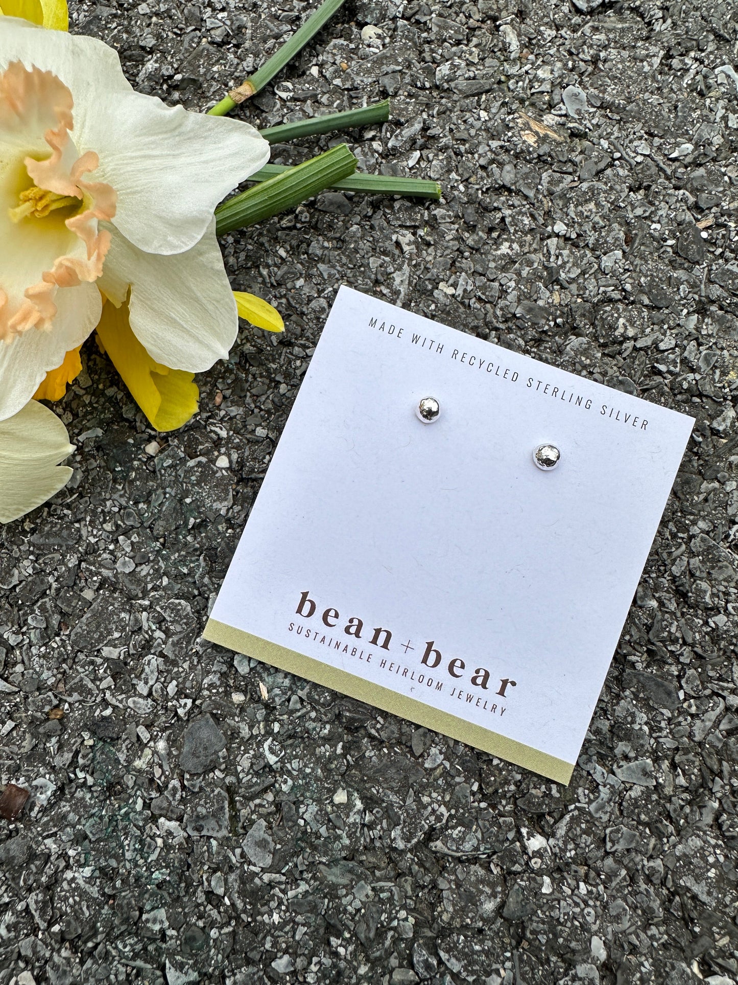 Circle studs - silver and copper