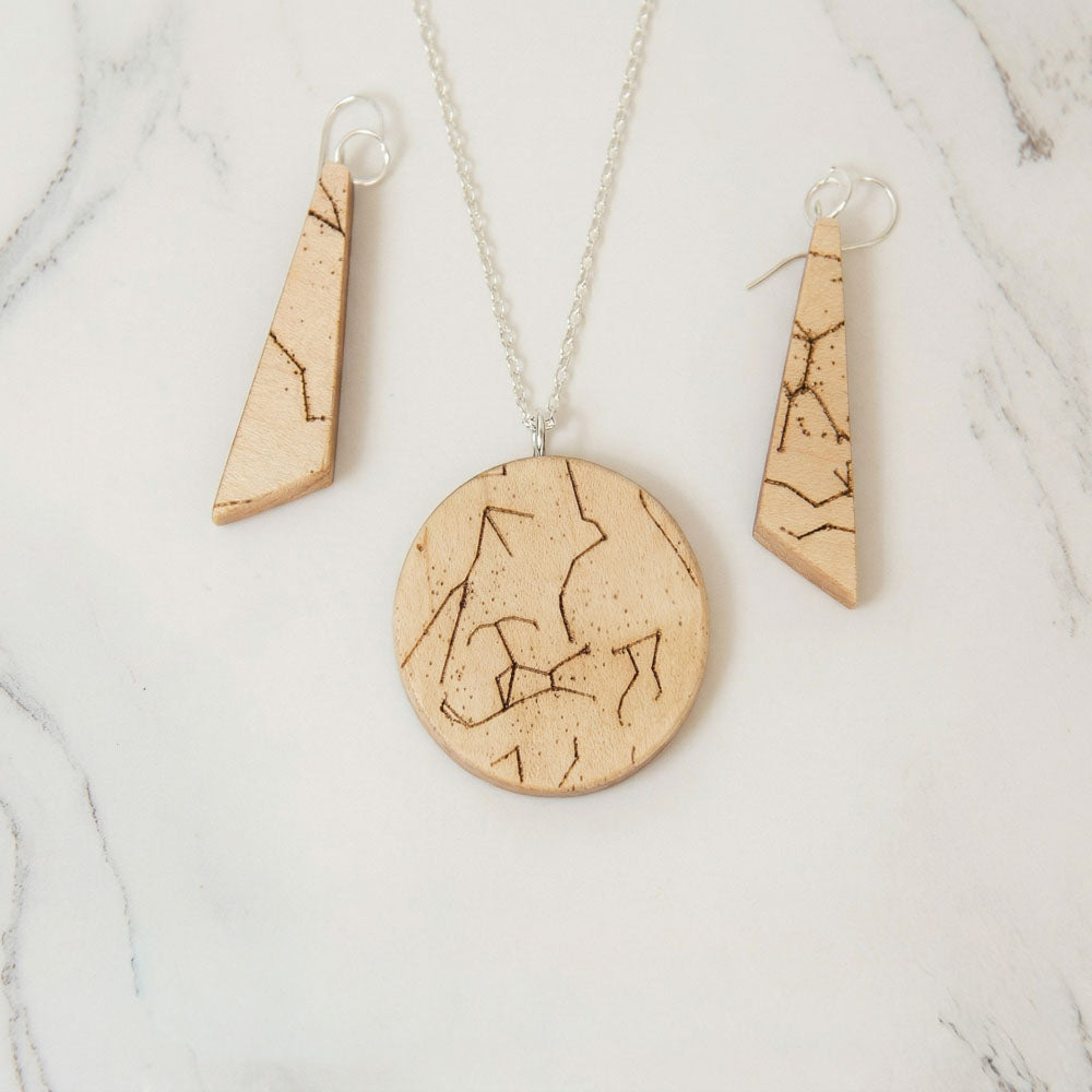 Personalized Star-Chart Olivewood Ascent Earrings