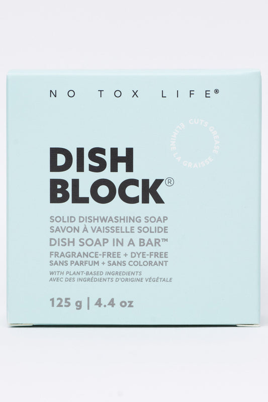DISH BLOCK® solid dish soap - 4.4 oz (125g) bar - Fragrance Free - No Tox Life®