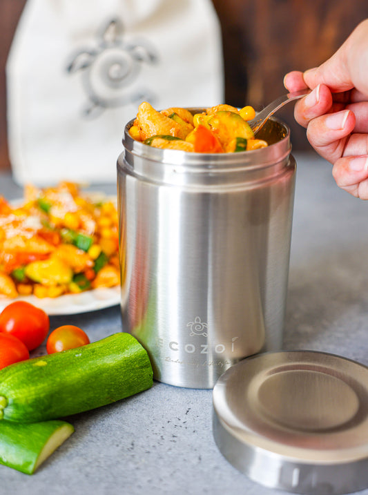 17 oz Eco-Friendly Stainless Steel Insulated Food Jar with Spork & Lunch Bag