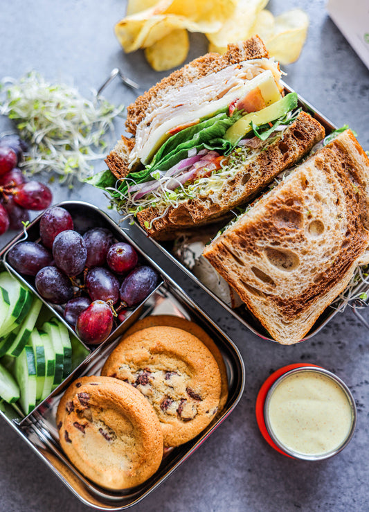 STAINLESS STEEL LUNCH BOX, 2 TIER Leak Proof, 3 COMPARTMENTS, 60 OZ