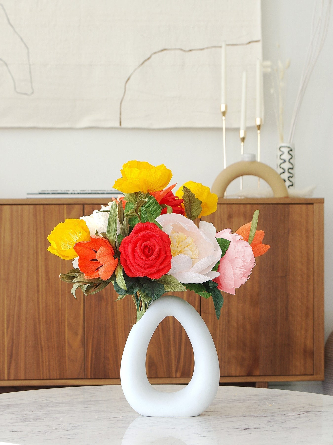 Crêpe Paper Suzette | Colorful Paper Flower Bouquet