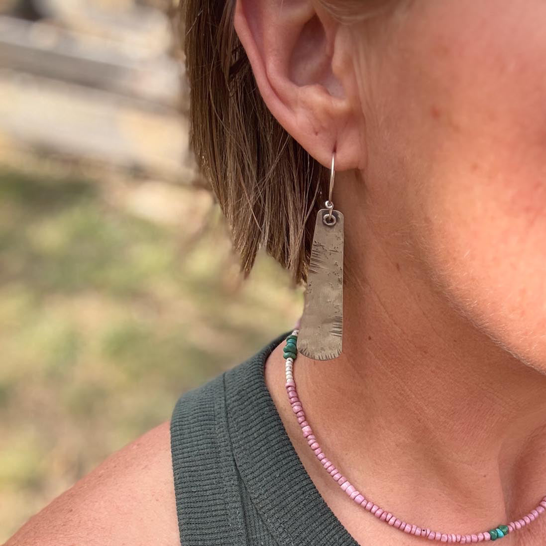 Sterling Silver Tapered Earrings | Longevity Rustic
