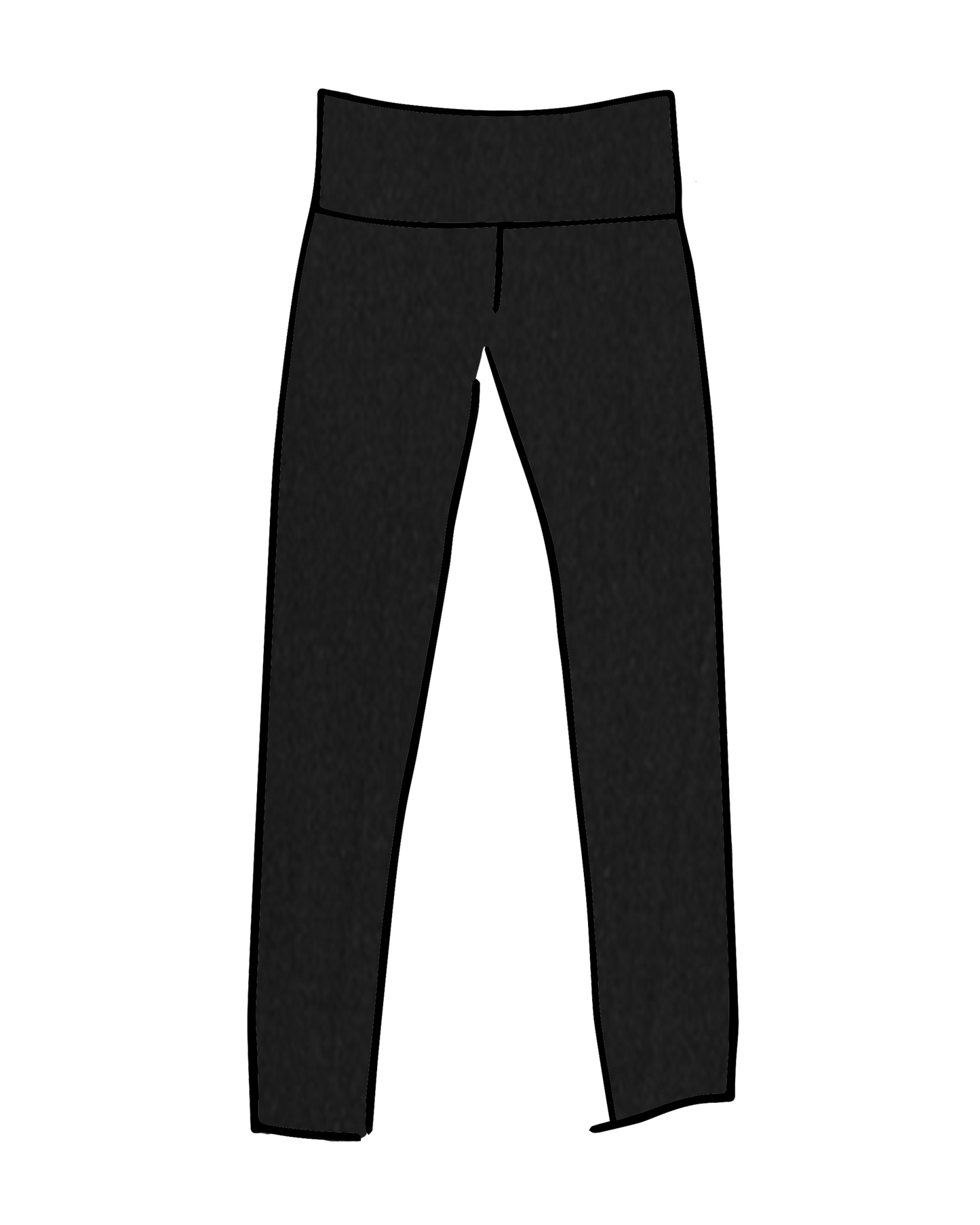High Rise Extra Long Leggings Plain Black