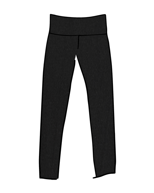 High Rise Extra Long Leggings Plain Black