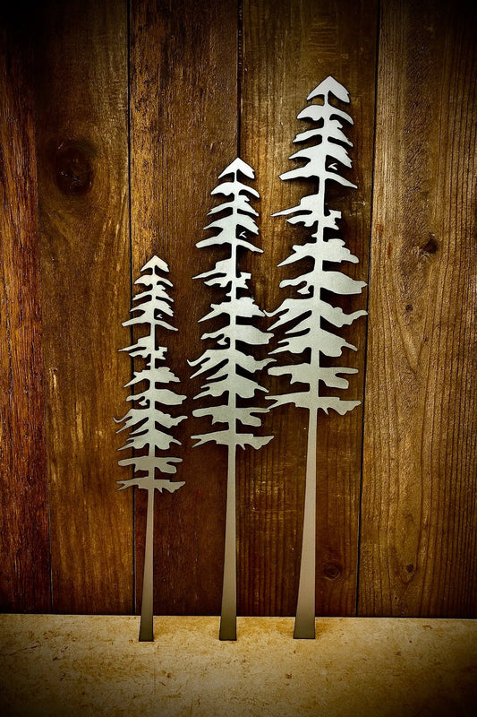 DISCOUNTED - XL Raw Steel Pine Trees - Wall Art