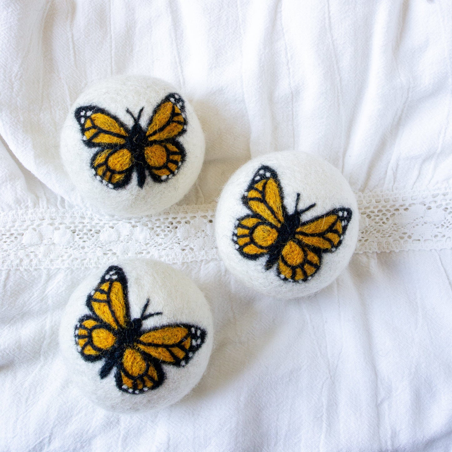 Monarch Butterfly Trio Dryer Balls
