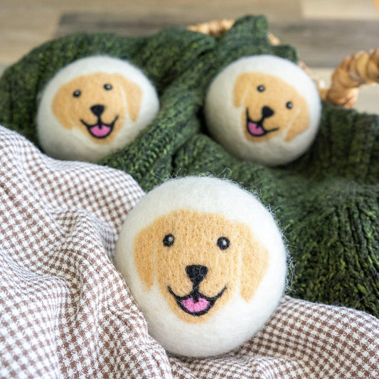 Yellow Happy Dogs - Golden Dryer Balls