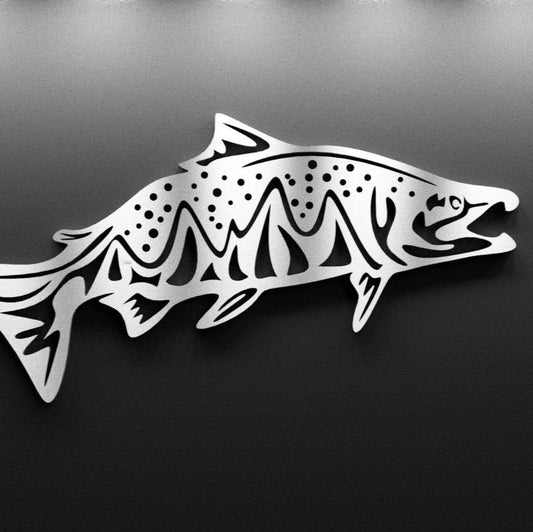 Metal Salmon Mountain Stars Wall Art