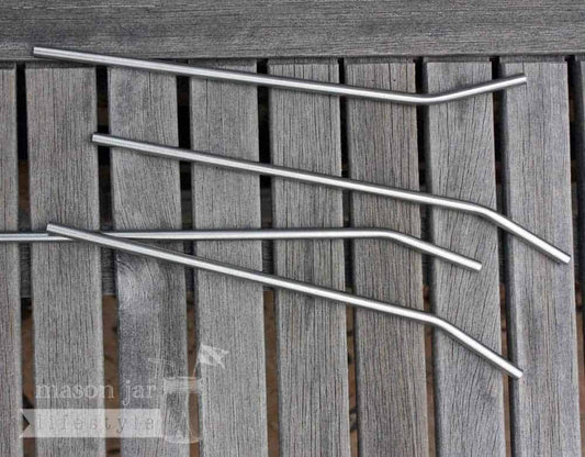 Long Thin Bent Stainless Steel Straw for Quart Mason Jars