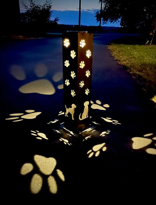 Trail of Paws Solar Pillar - Steel