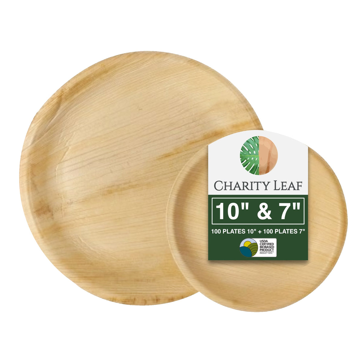 10" & 7" Inch Round Natural Compostable Bamboo Plates Combo
