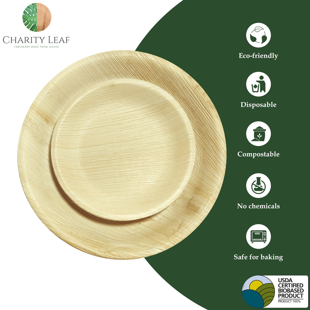 10" & 7" Inch Round Natural Compostable Bamboo Plates Combo