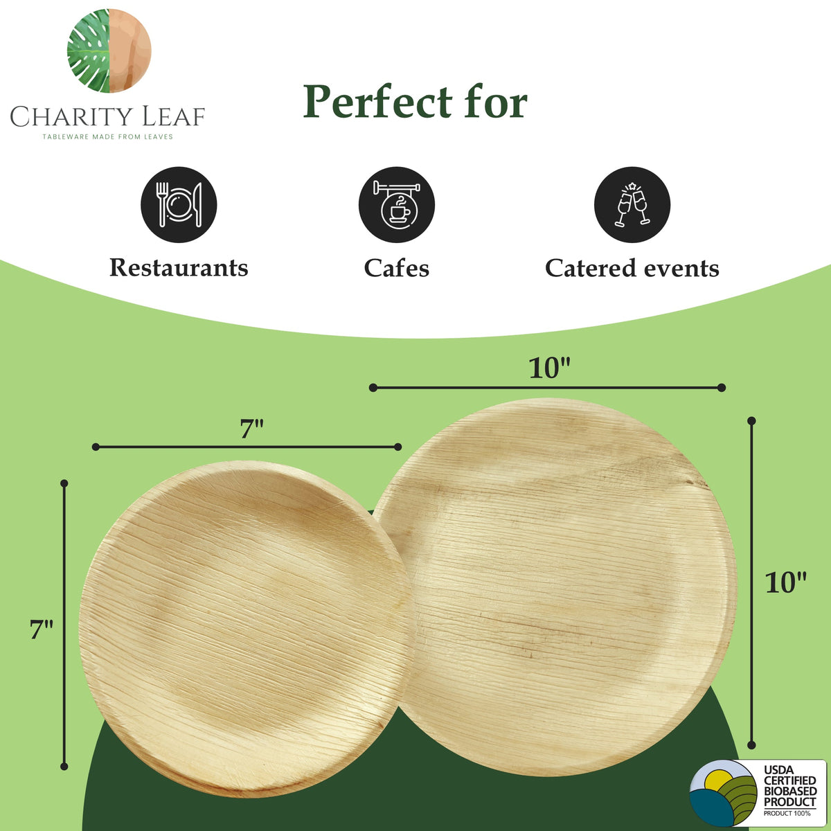 10" & 7" Inch Round Natural Compostable Bamboo Plates Combo