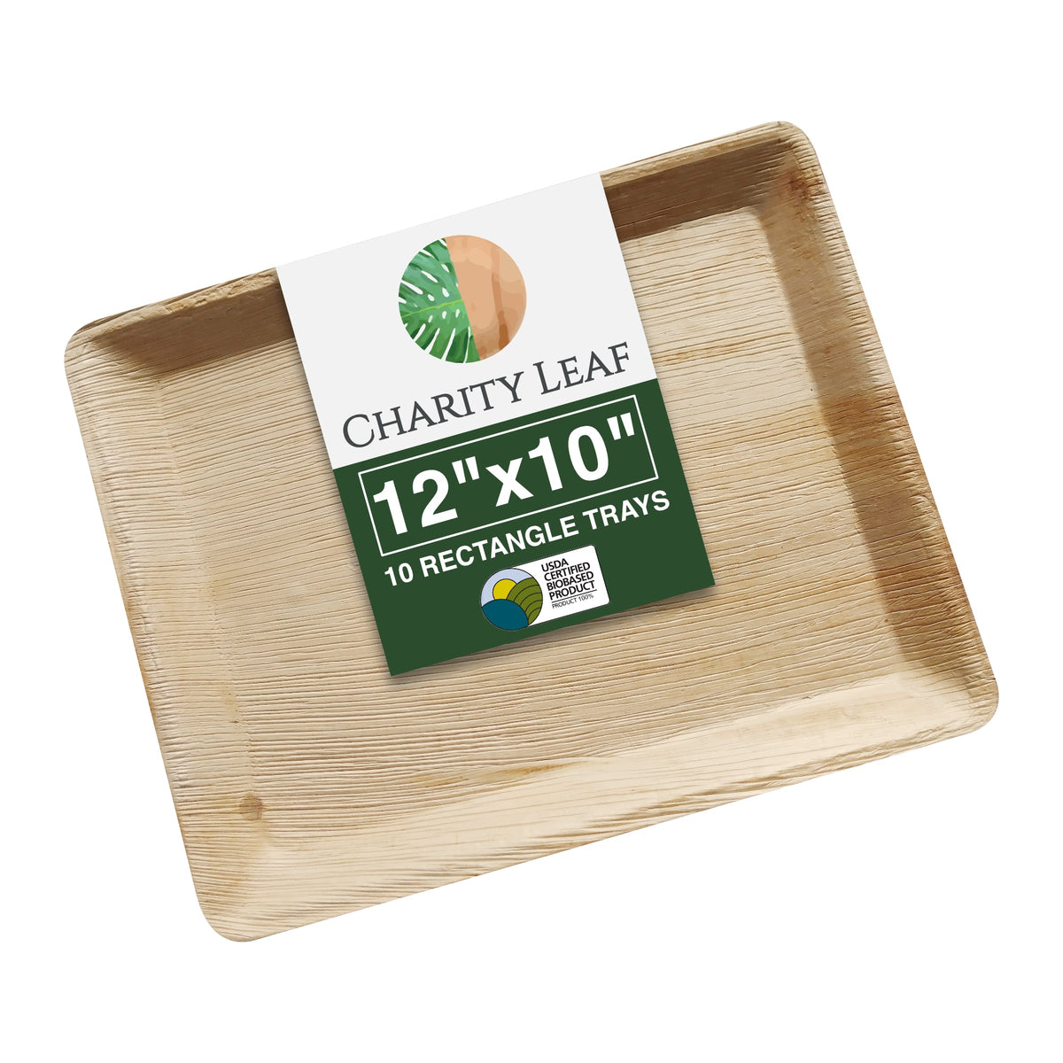 12" x 10" Inch Rectangular Natural Compostable Bamboo Tray