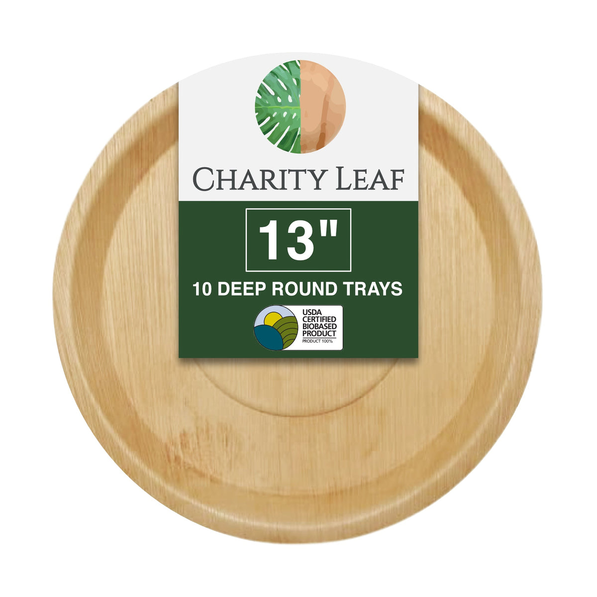 13" Inch Round Deep Natural Compostable Bamboo Platter