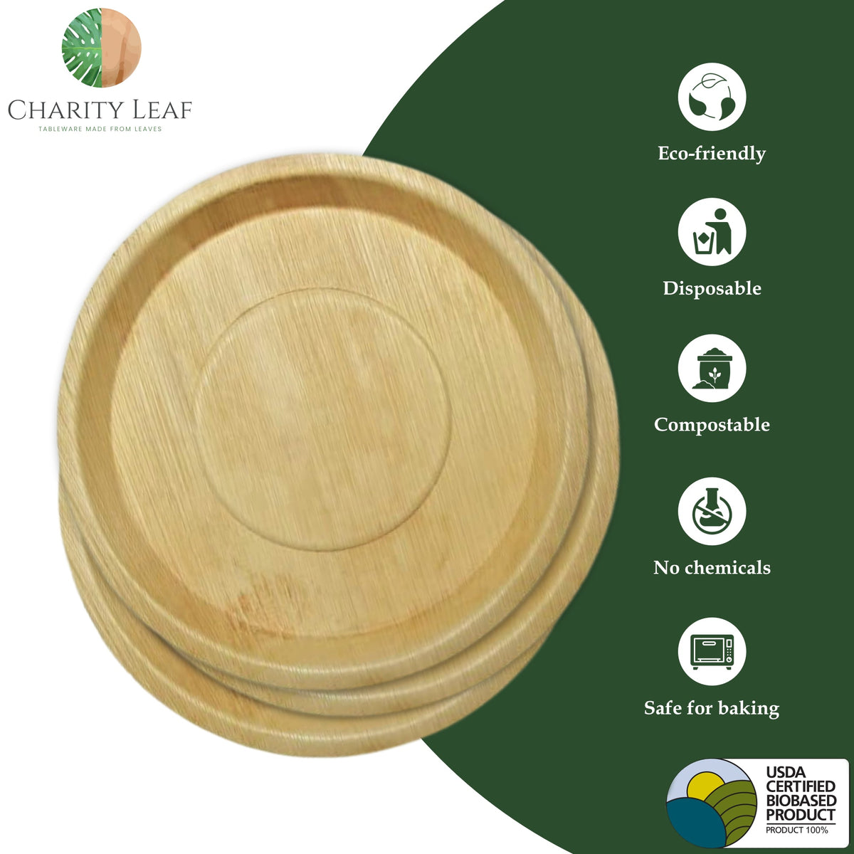 13" Inch Round Deep Natural Compostable Bamboo Platter