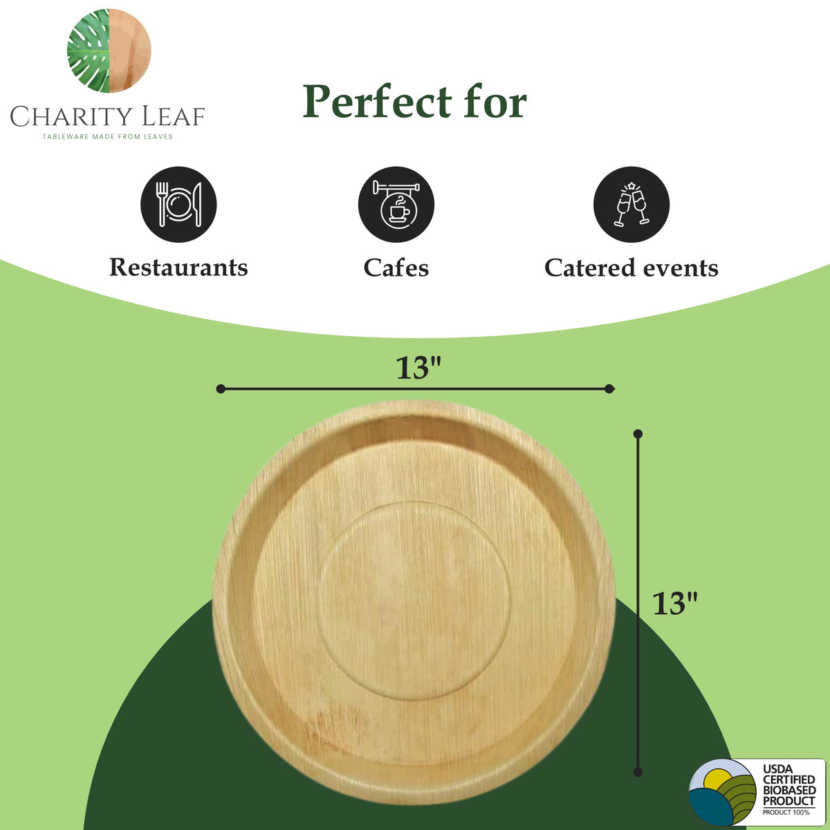 13" Inch Round Deep Natural Compostable Bamboo Platter