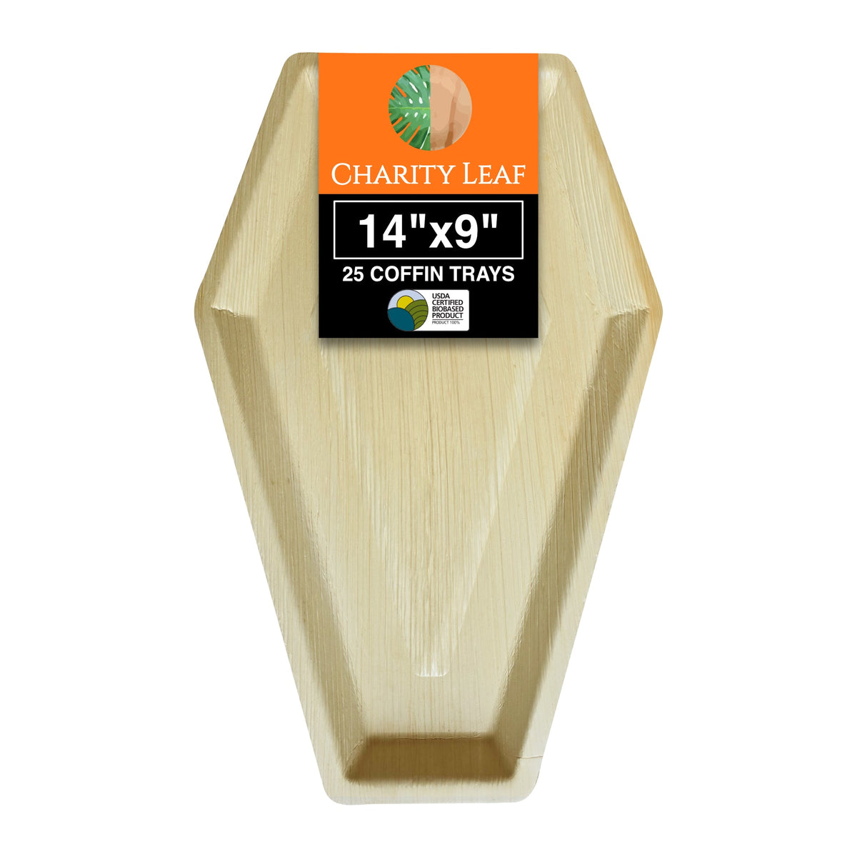 14" x 9" Coffin Natural Compostable Bamboo Tray
