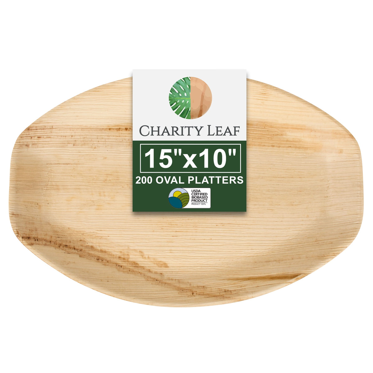 15" x 10" Inch Oval Natural Compostable Bamboo Tray
