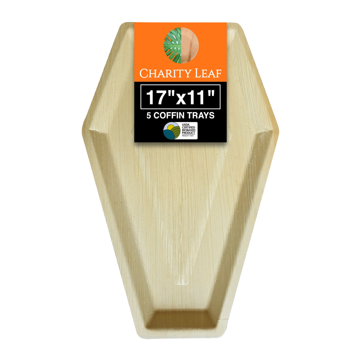 17" x 11" Coffin Natural Compostable Bamboo Tray