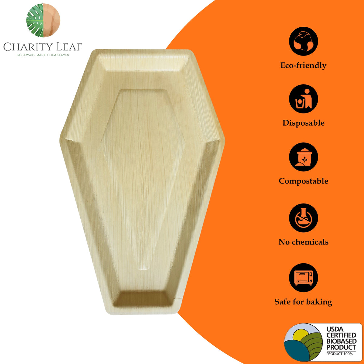17" x 11" Coffin Natural Compostable Bamboo Tray