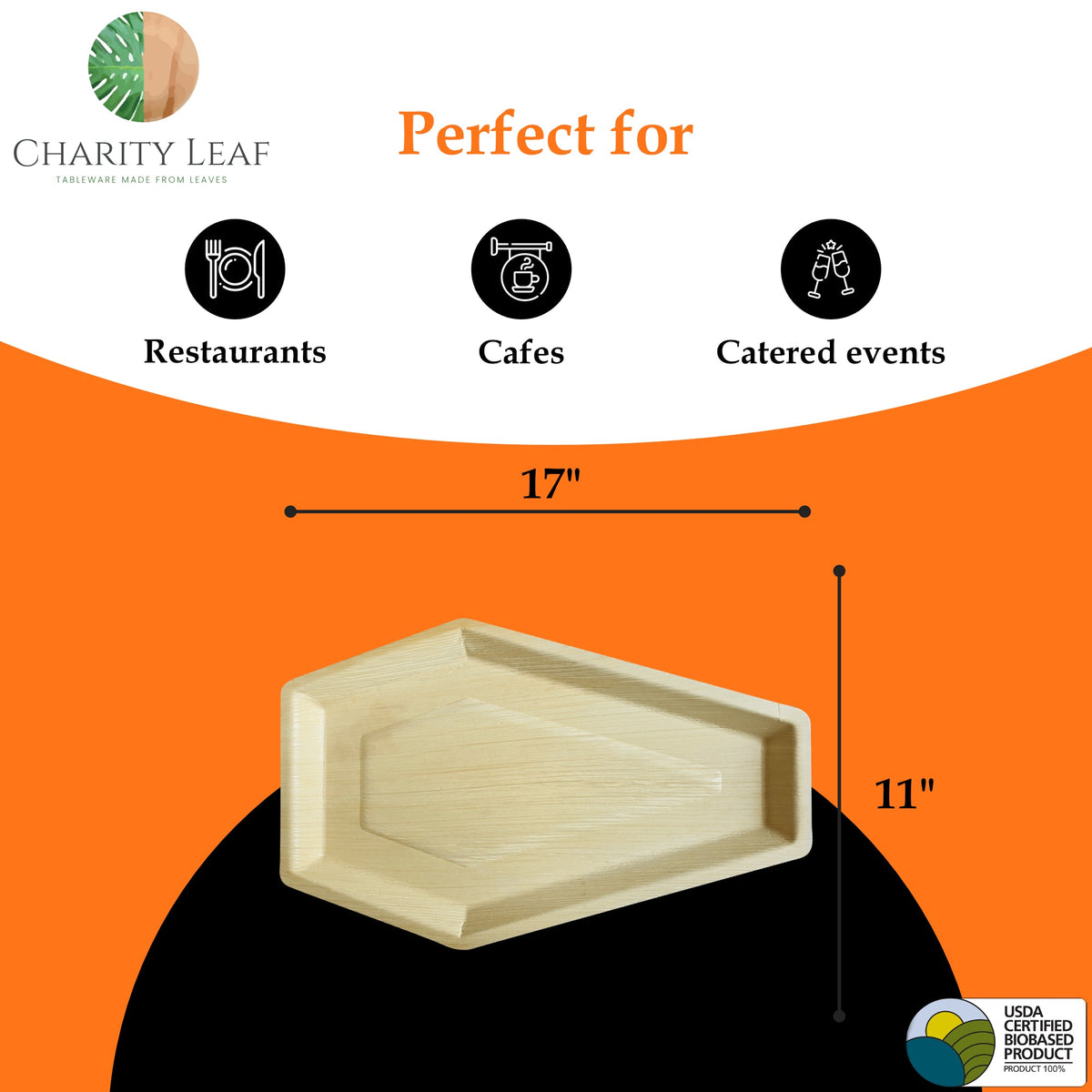 17" x 11" Coffin Natural Compostable Bamboo Tray