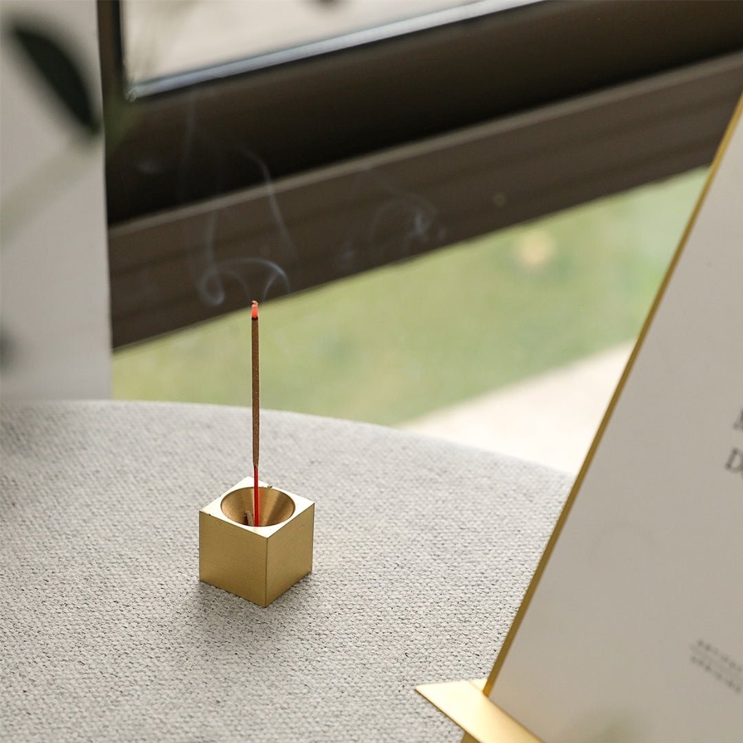 Brass Cube Incense Holder - Minimalist & Stylish Design