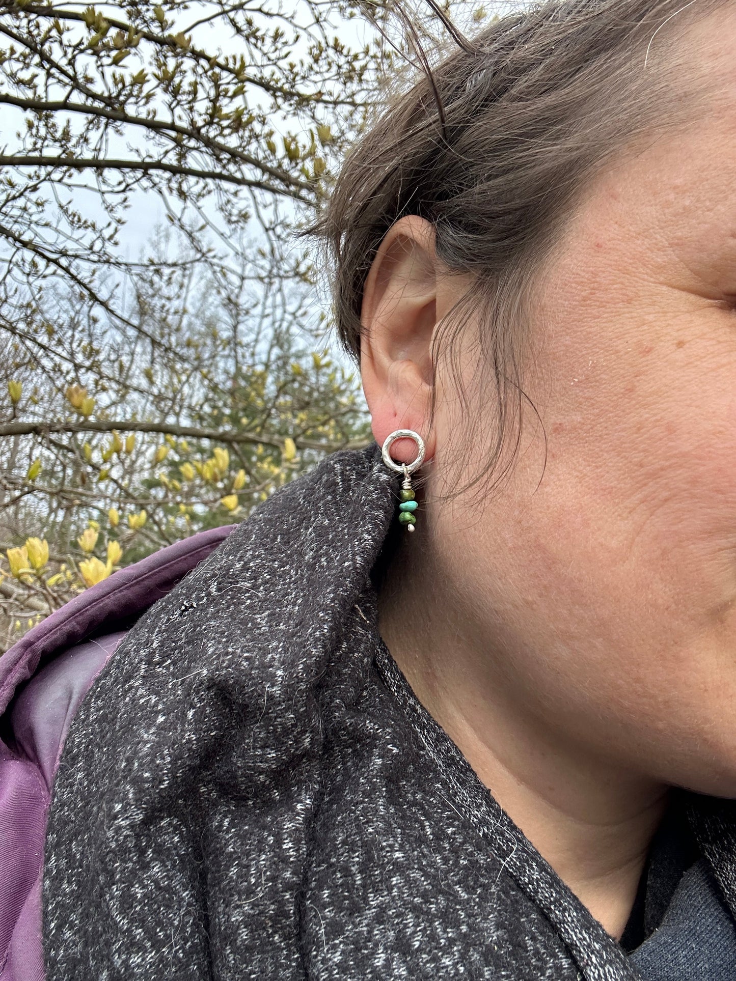 Beaded Potomac Collection Circle Studs - 3 Beads