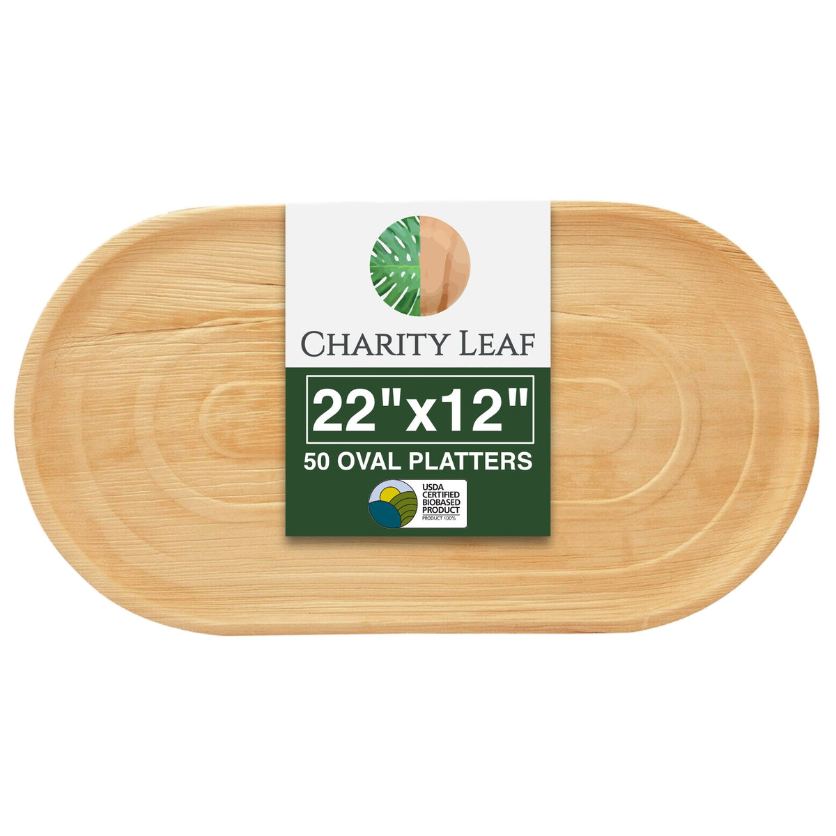 22" x 12" Inch Large Oval Natural Compostable Bamboo Platter