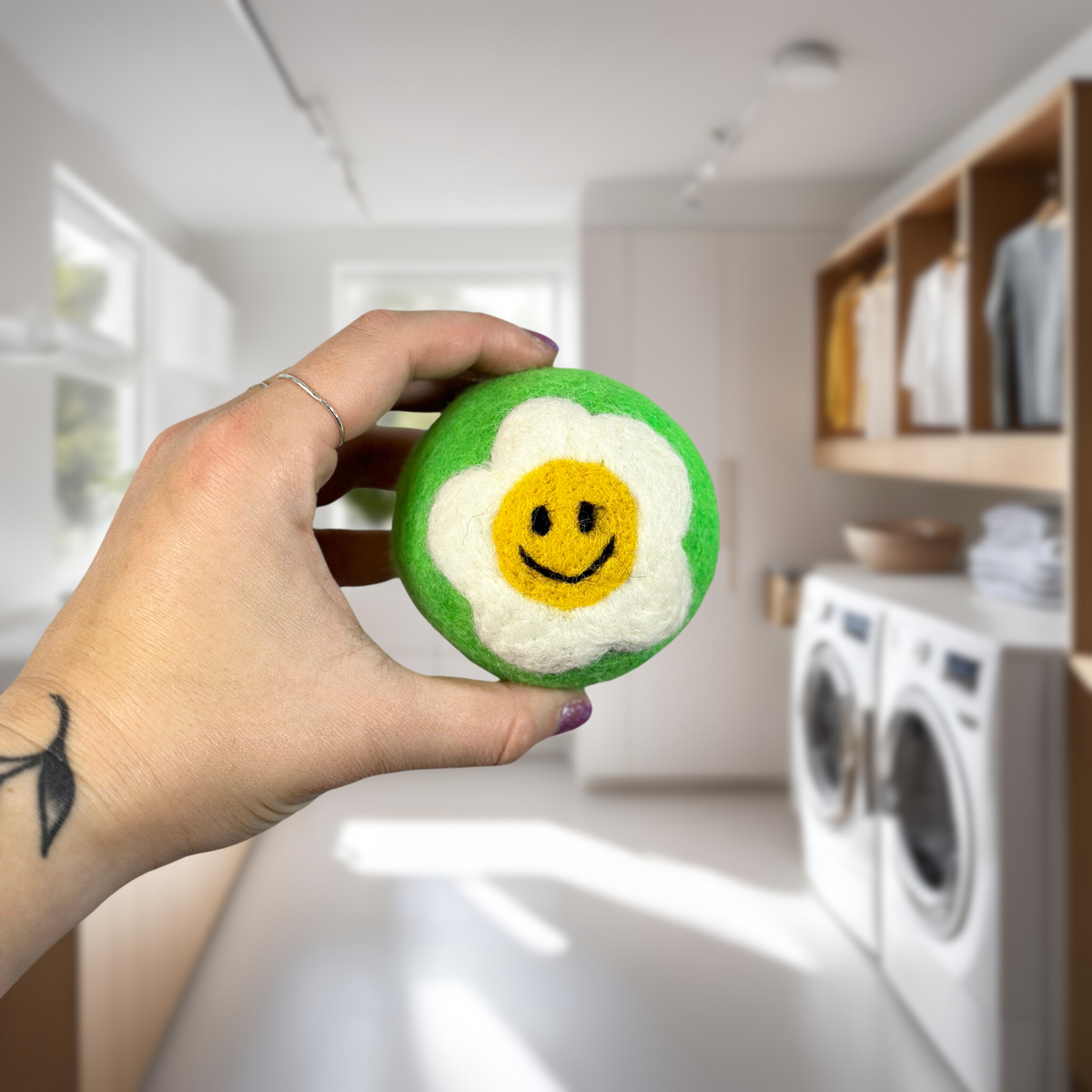 Organic Wool Dryer Ball--In Bloom Lime