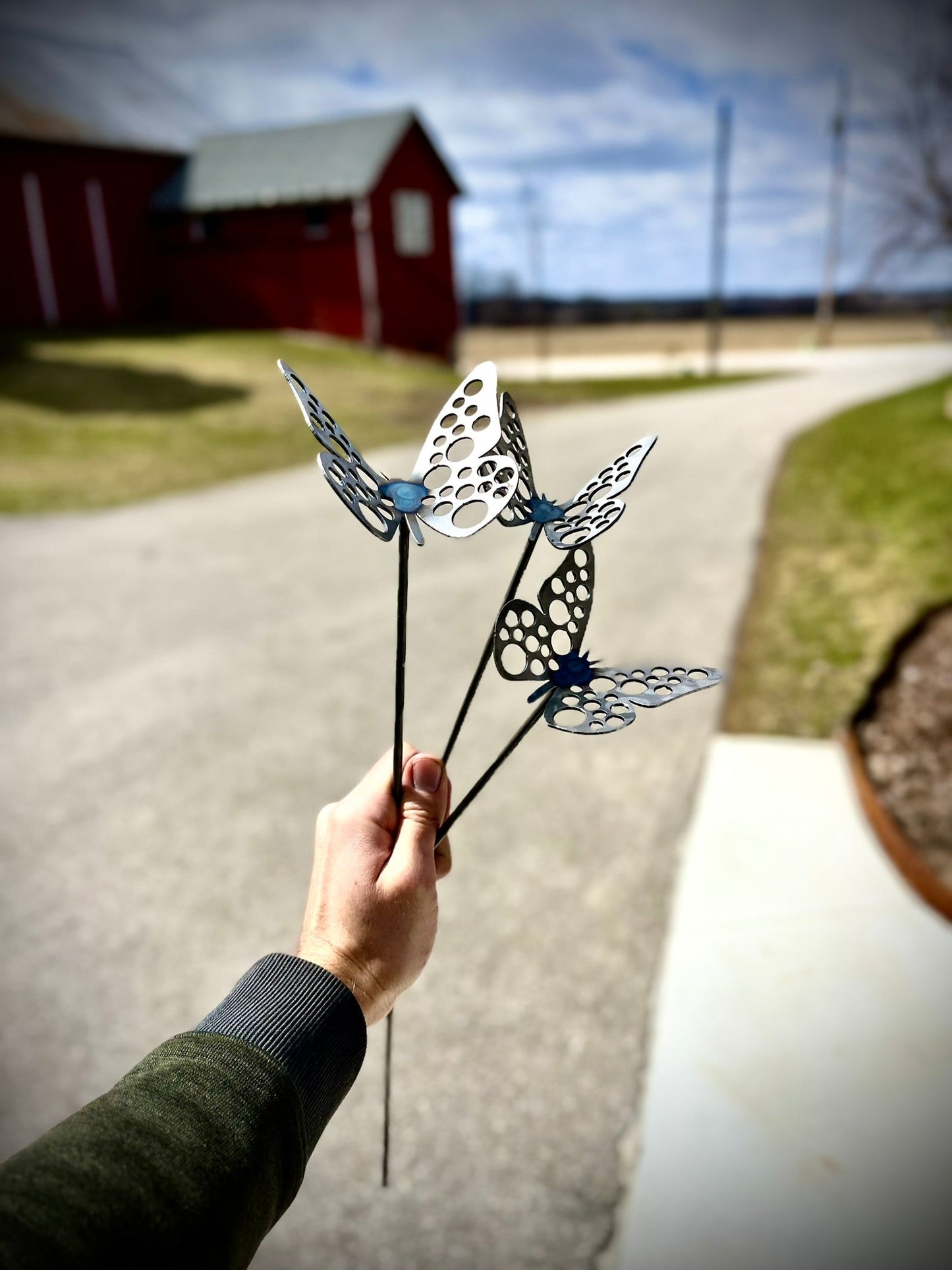 3-Pack Metal Butterfly Garden Stakes