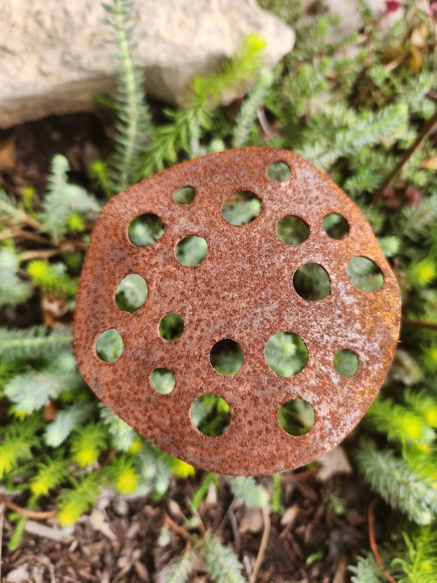 3-Pack Metal Lotus Seed Pod Garden Stakes