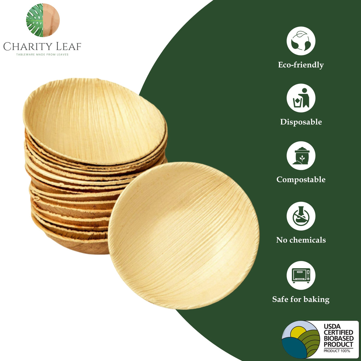 3.5" Inch - (2.5 Oz) Natural Compostable Bamboo Mini Bowl