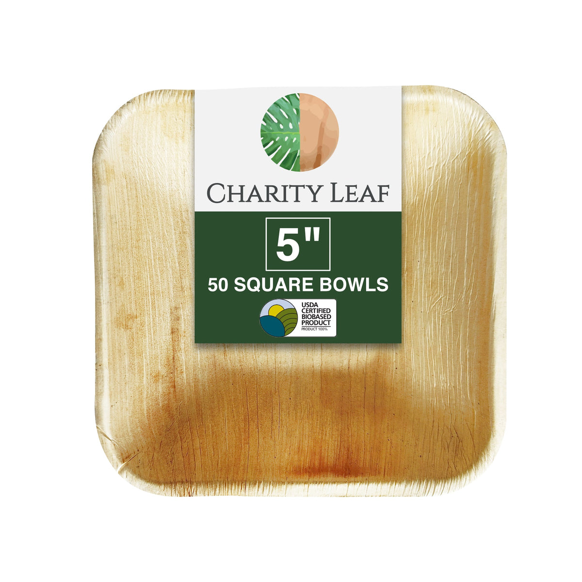 5" Inch Square Natural Compostable Bamboo Bowl