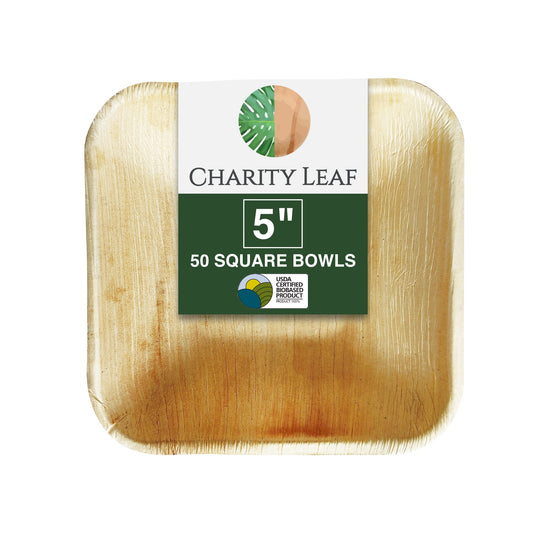 5" Inch Square Natural Compostable Bamboo Bowl