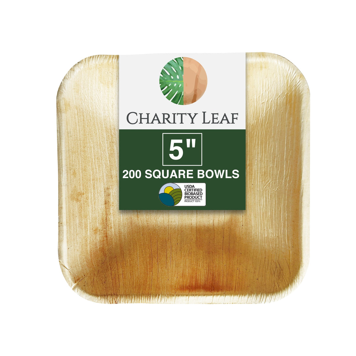 5" Inch Square Natural Compostable Bamboo Bowl