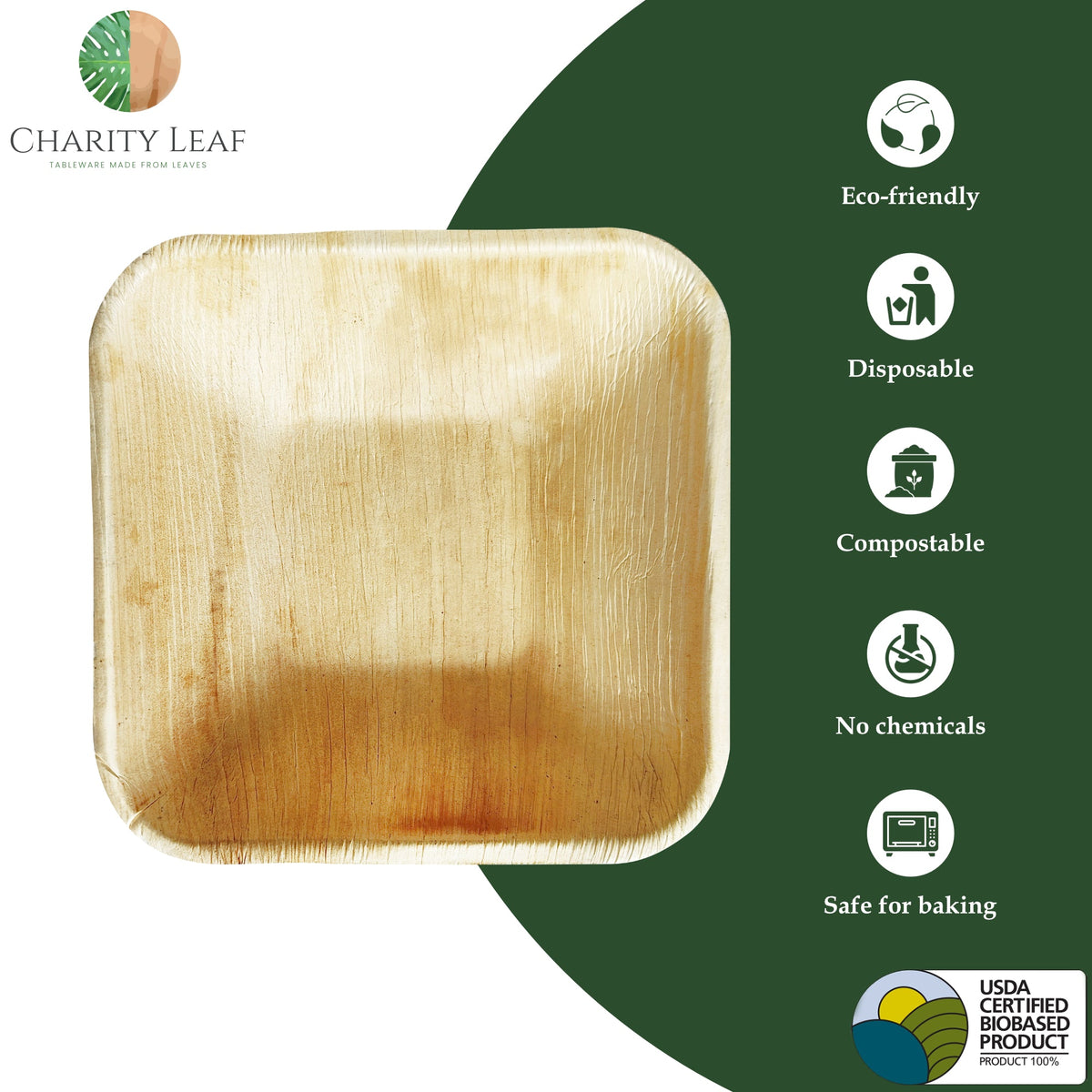 5" Inch Square Natural Compostable Bamboo Bowl