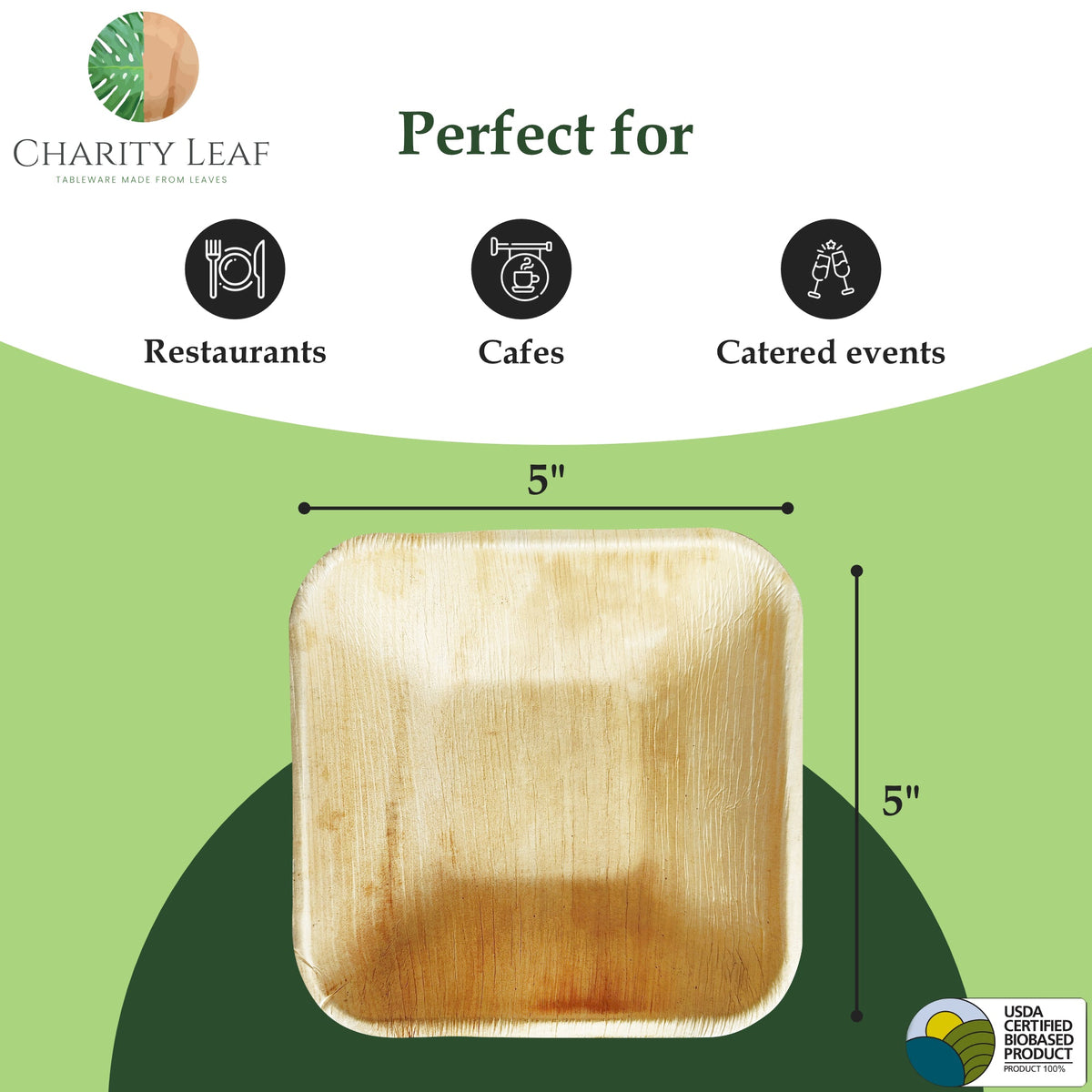 5" Inch Square Natural Compostable Bamboo Bowl