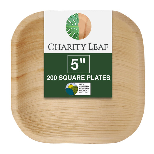 5" Inch Square Natural Compostable Bamboo Plate