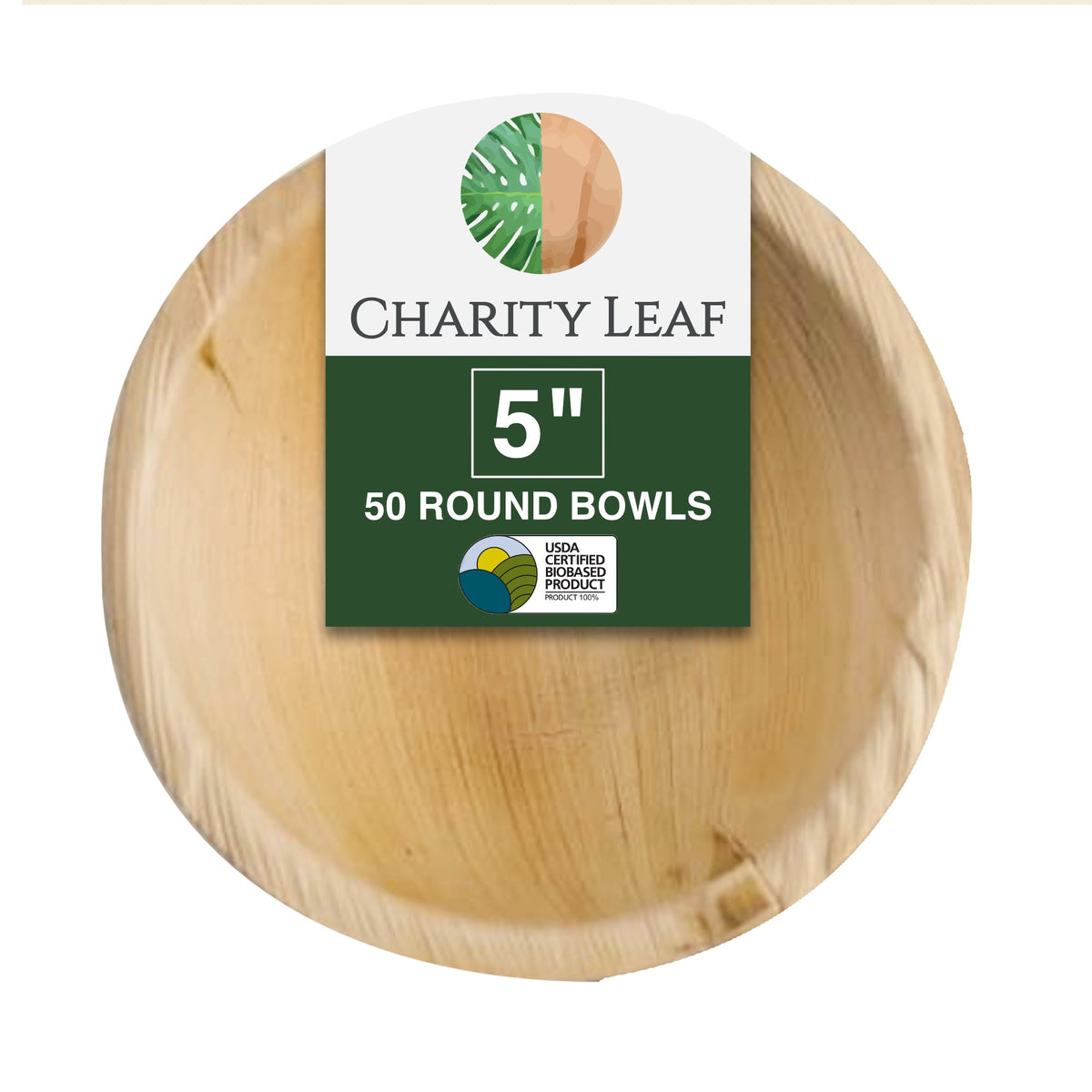 5" Inch Round Natural Compostable Bamboo Bowl