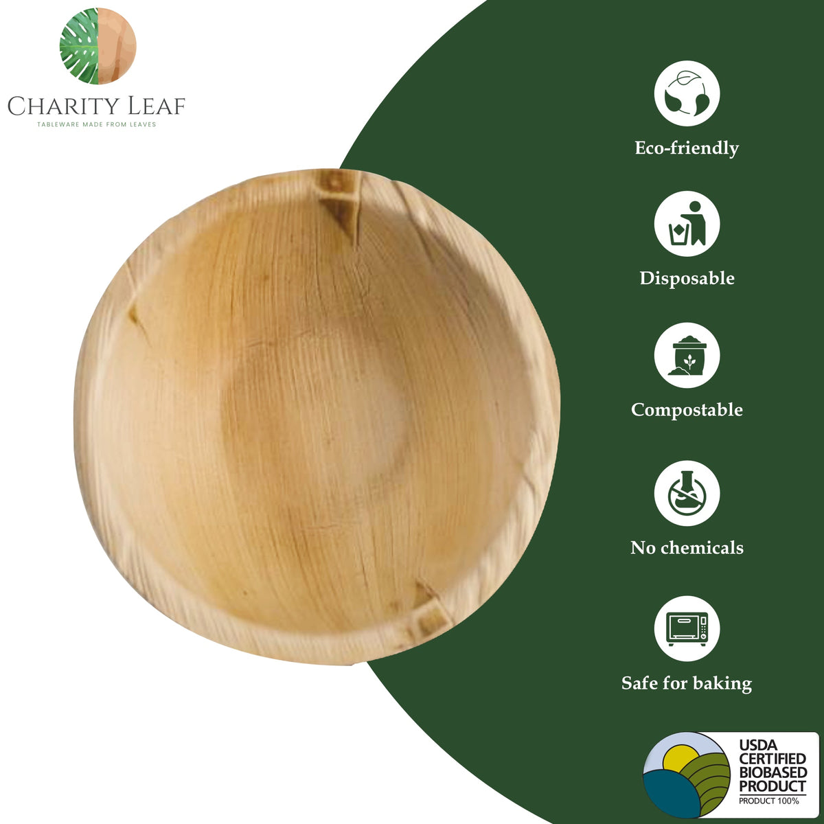 5" Inch Round Natural Compostable Bamboo Bowl
